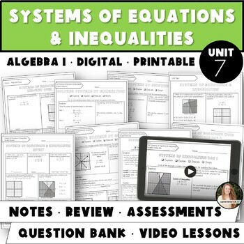 Preview of Systems of Equations and Inequalities Unit | Algebra 1 Curriculum Bundle