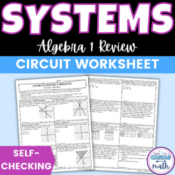 Preview of Systems of Equations and Inequalities Worksheet Self Checking Circuit Activity