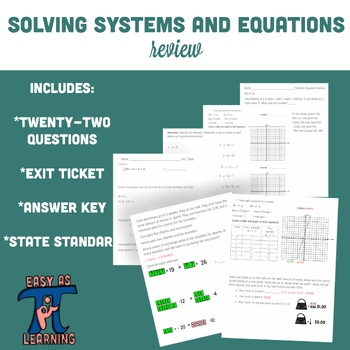 Preview of Systems of Equations and Multi-Step Equation (Review)