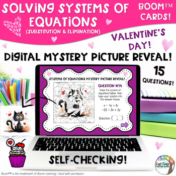 Preview of Systems of Equations Valentine's Day Boom™ Cards