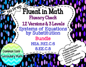Preview of Systems of Equations by Substitution Bundle : No Prep Fluent in Math Series