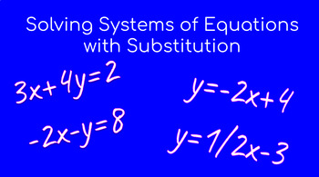 Preview of Systems of Equations by Substitution: Video Notes w/ Graphic Org & Worksheet