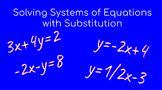 Systems of Equations by Substitution: Video Notes w/ Graph