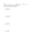 Systems of Equations in 2 Variables Quiz