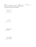 Systems of Equations in 3 Variables Quiz