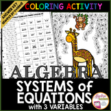 Systems of Equations with 3 Variables Coloring Activity