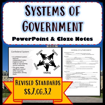 Preview of Systems of Government Federal Confederal Unitary Revised Civics SS.7.CG.3.2