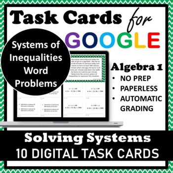 Preview of Systems of Inequalities Word Problems⭐ Digital Task Cards ⭐Algebra 1