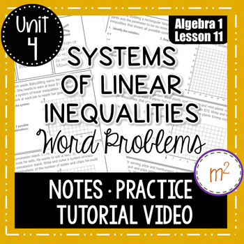 Preview of Applications of Systems of Inequalities Algebra 1 Curriculum
