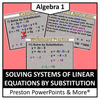 Preview of (Alg 1) Solving Systems of Linear Equations by Substitution in a PowerPoint