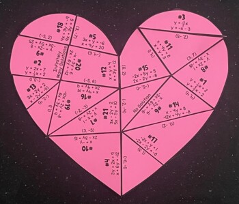 Preview of Systems of Linear Equations - Algebra 1 Valentine's Day Puzzle Activity