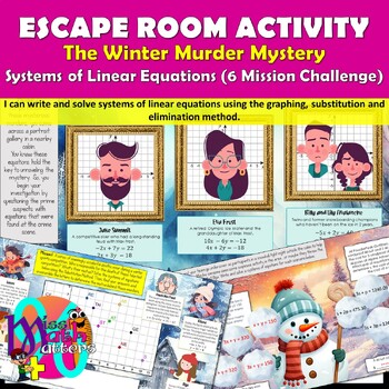 Preview of Systems of Linear Equations Digital Escape Room & Murder Mystery Winter Activity