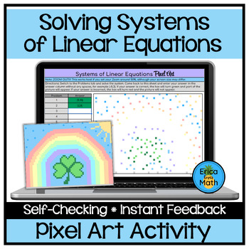 Preview of Systems of Linear Equations Digital Pixel Art Activity for St. Patrick’s Day
