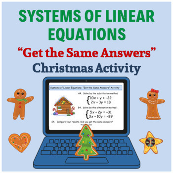 Preview of Systems of Linear Equations - "Get the Same Answers" Christmas Activity