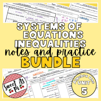 Preview of Systems of Linear Equations & Inequalities - Guided Notes & Practice UNIT BUNDLE