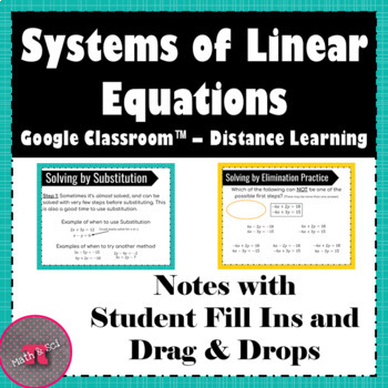 Preview of Systems of Linear Equations & Inequalities Notes w/Activities – Distance Learn