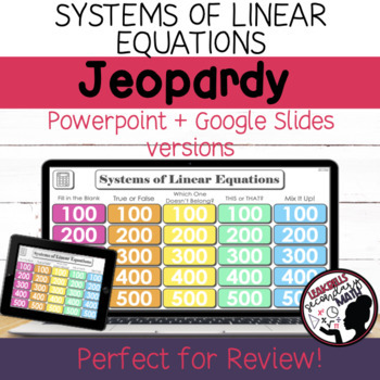 Preview of Systems of Linear Equations | Jeopardy Game | PLUS Digital Access