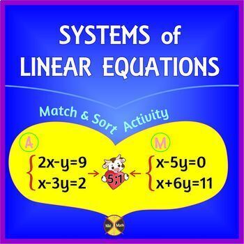Preview of Systems of Linear Equations-Match & Sort (Group) Activity VALENTINE'S DAY THEMED