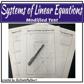 Preview of Systems of Linear Equations Modified Test