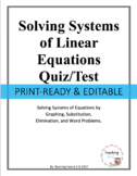 Systems of Linear Equations Quiz/Test