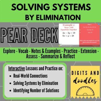 Preview of Systems of Linear Equations: Solving by Elimination: Pear Deck & Student Notes