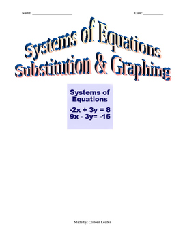 Preview of Systems of Linear Equations Substitution & Graphing