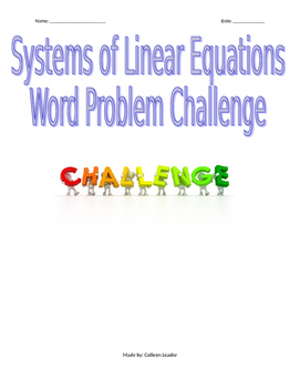 Preview of Systems of Linear Equations Word Problem Challenge