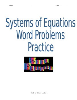 Preview of Systems of Linear Equations Word Problem Practice