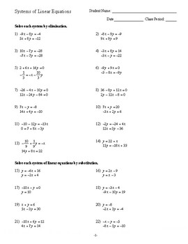 Systems of Linear Equations Worksheet by Ground State Physics | TPT