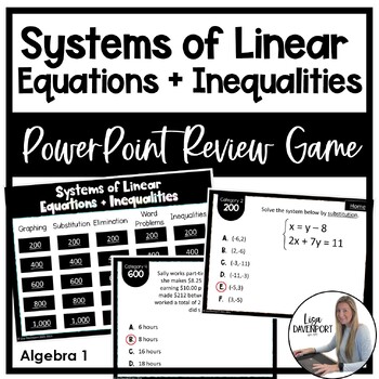 Preview of Systems of Linear Equations and Inequalities Review Game