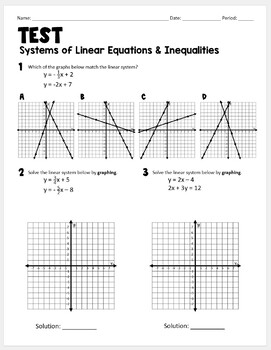 Preview of Systems of Linear Equations and Inequalities Test