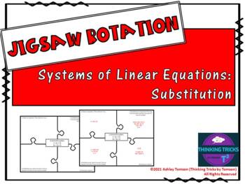 Preview of Systems of Linear Equations by Substitution Jigsaw Rotation