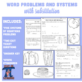 Systems of Linear Equations with Word Problems and Substitution