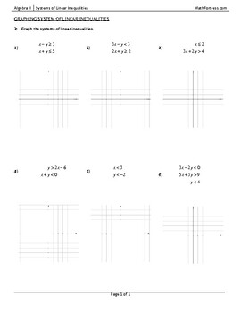 Preview of Systems of Linear Inequalities Worksheet