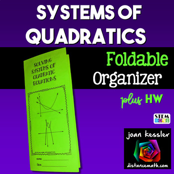 Preview of Systems of Quadratic Equations Foldable Plus HW