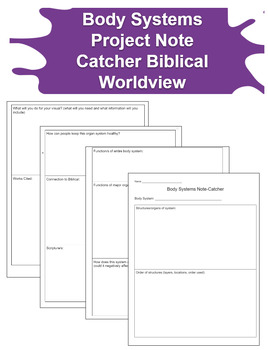 Preview of Systems of the Human Body Note Catcher Biblical Worldview