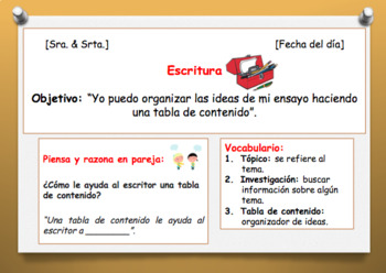 Preview of T.C. Informational Writing Session 2: Spanish