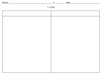 Preview of T-Chart Graphic Organizer Template
