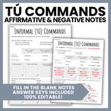 Tú Commands Notes | Mandatos Informales Affirmative & Nega