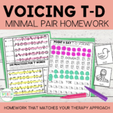 T-D Voicing Minimal Pairs Homework | Speech Therapy