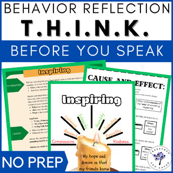 Preview of Behavior Reflection THINK Sheets, Posters, and Activities for 3rd & 4th Grade