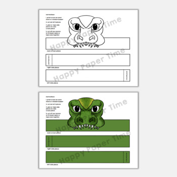 T-Rex Paper Crowns Printable Dinosaur Coloring Craft Activity for Kids
