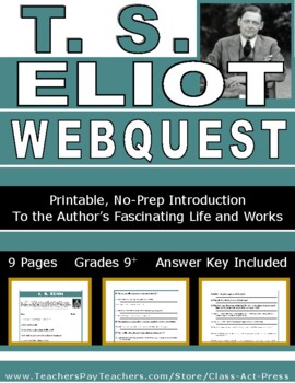 Preview of T. S. ELIOT Webquest | Worksheets | Printables