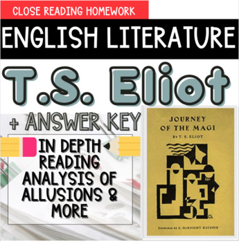 Preview of T.S. Eliot, Close Reading & Worksheet, Journey of the Magi
