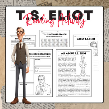 Preview of T.S. Eliot - Reading Activity Pack | National Poetry Month Activies