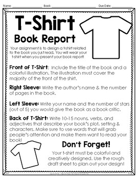 tshirt book report rubric