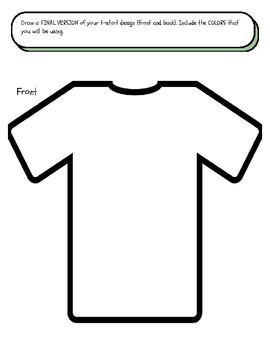 T-Shirt Design Worksheet by Everything about Art | TPT