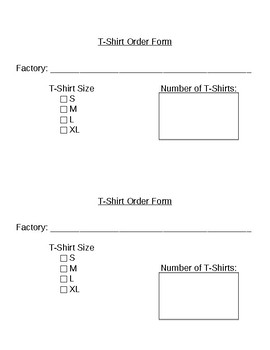 Preview of T-Shirt Factory Order Forms