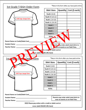 basic t shirt order form