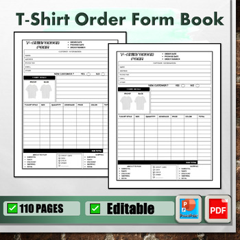 T-Shirt Order Form Book 